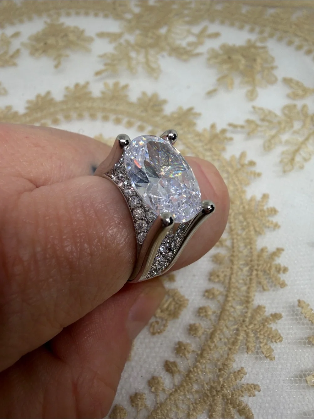 6 Carat Oval Moissanite Ring | 925 Sterling Silver | Size 7 | Limited Production